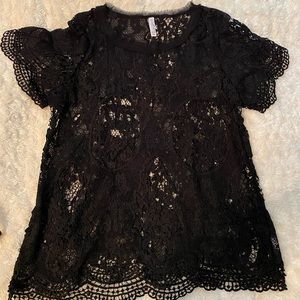 Black Lace Long Shirt